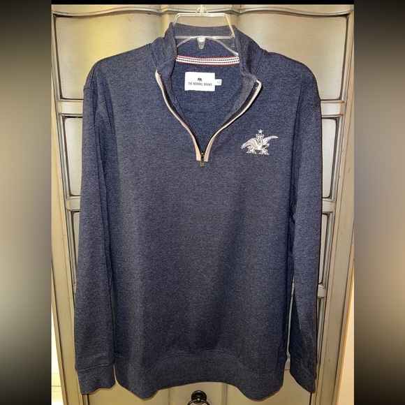 The Normal Brand Blue 1/4 Zip-Up knit topsize M